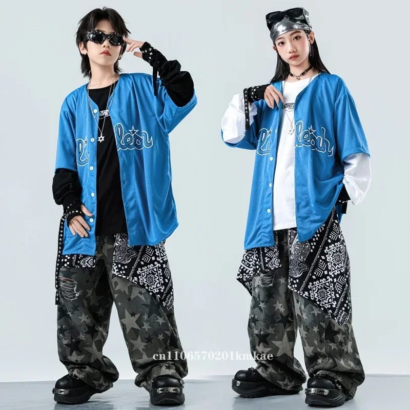 Chłopięce i dziewczęce ubrania hip-hopowe, koszulki baseballowe, spodnie cargo w kamuflażu, kurtki jazzowe K-pop, odzież dziecięca streetwear, kostiumy, ubrania do tańca ulicznego dla dzieci, streetwear