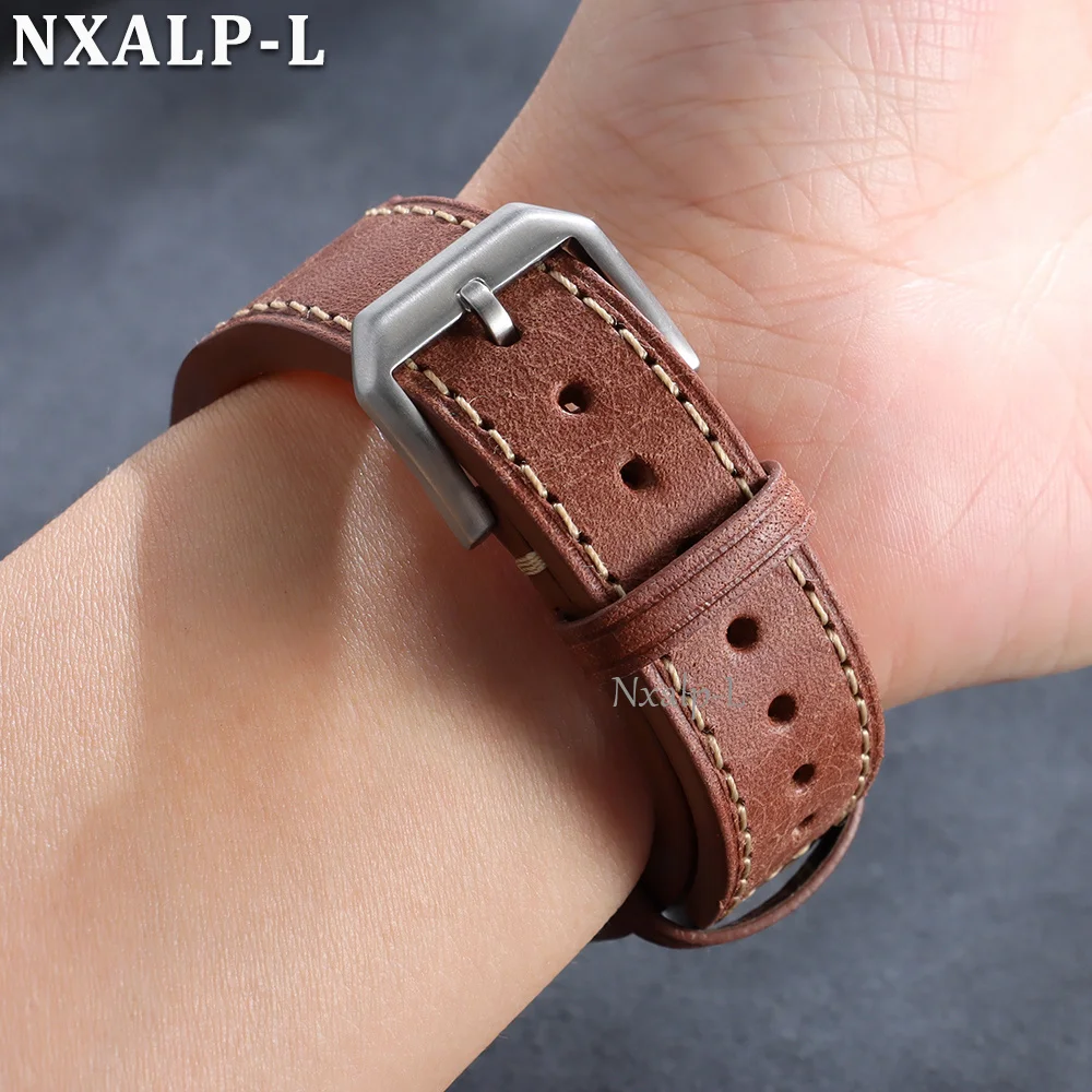 20mm 21mm 22mm Uhrenarmband aus Rindsleder für IWC Pilot Portugieser, genähtes Lederarmband, Herren- und Damen-Sportarmband, Zubehör – Detail 17
