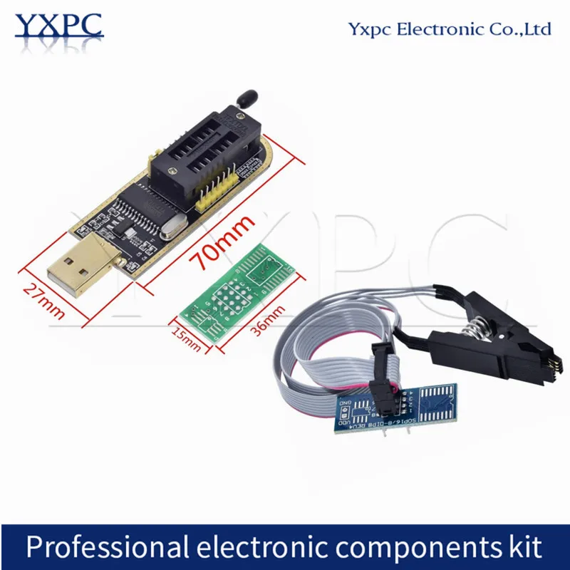 Module de routage LCD de carte mère, clip de test de gravure de puce, série CH341B 24 25 EEPROM Flash BIOS USB Module 93CXX/25CXX /24CXX SOP8