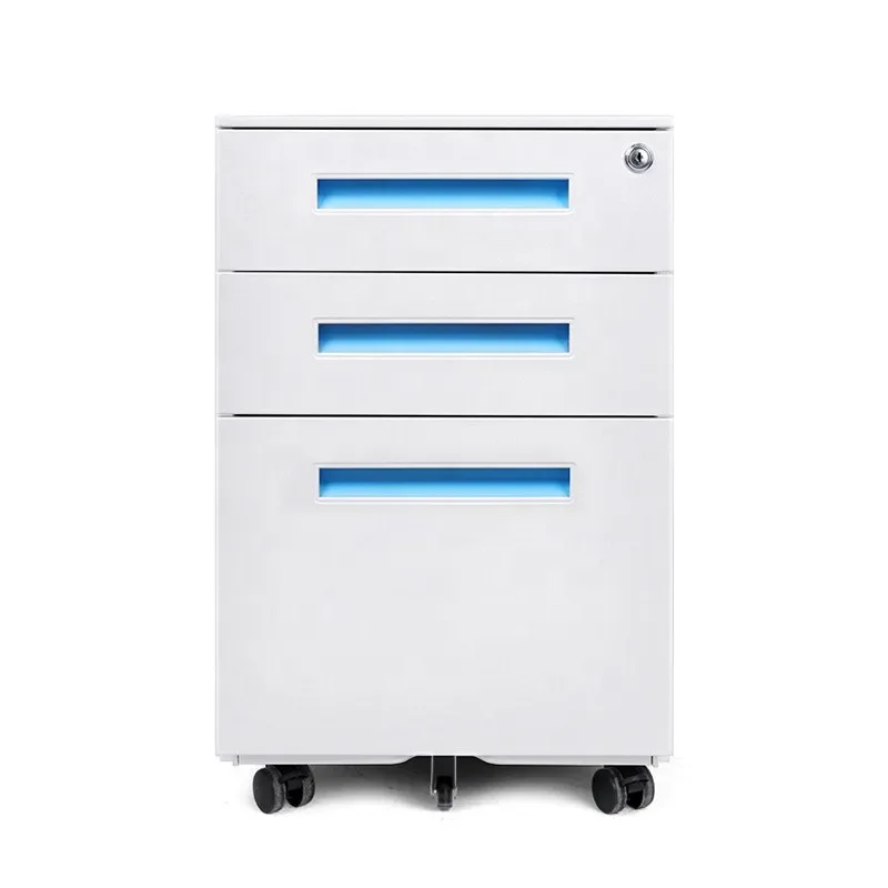 Factory Direct 3 Drawer Multi-Functional Office Furniture Movable Storage Metal Mobile Pedestal Cabinet With Wheels