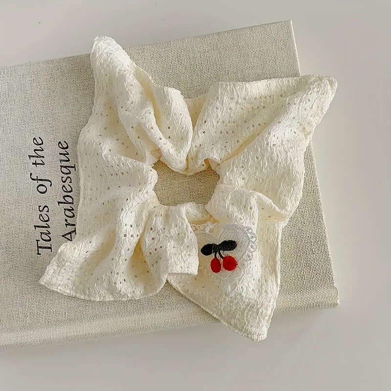 Sweet and Playful Cherry Embroidery Women's Children's Universal Fabric Block Headband Daily Wear Travel Fashion Accessories image 5