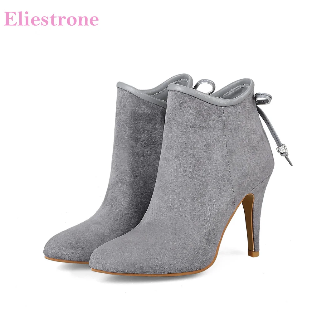 Brand New Winter Sexy Gray Black Women Ankle Dress Boots Pink Lady Shoes Stiletto High Heel AK01 Plus Big Small Size 10 32 45 48