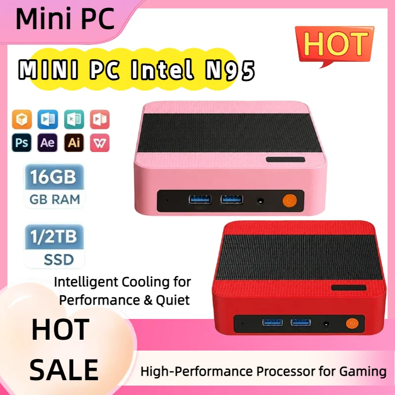 Intel Core N95 Windows 11 Portable Pc Computer 16GB RAM 1/2TB SSD WIFI 6 BT5.2 4K 60Hz HD Mini Gaming Office Study Pc