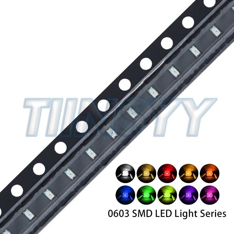 100PCS 0603 SMD LED light emitting Diode bead Blue Red Yellow Green Warm White Orange Pink SMD LEDs