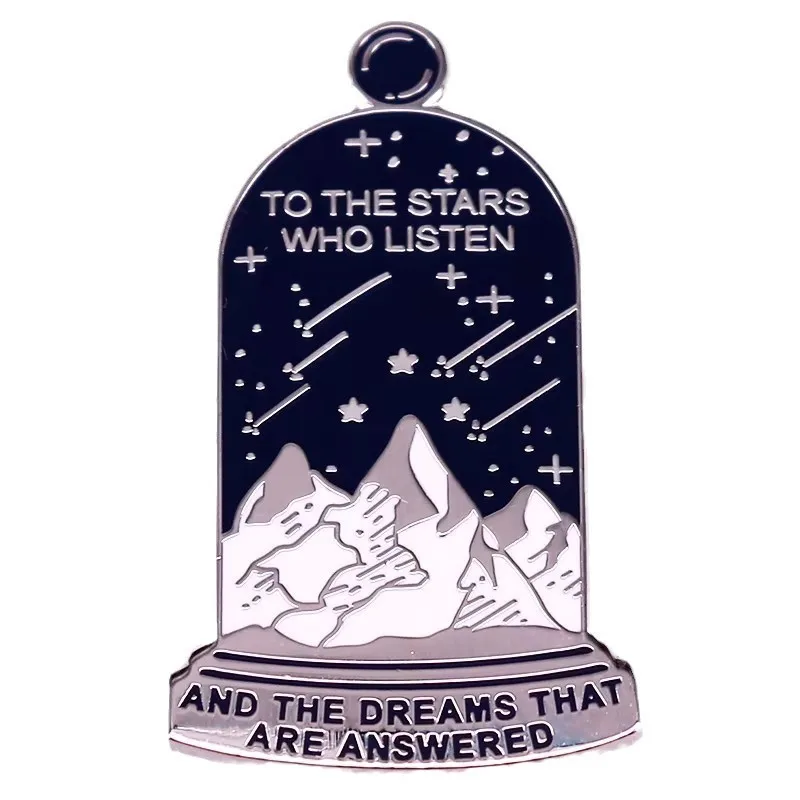 To The Stars Who Listen starry night mountain Enamel Pin ACOTAR Books Badge