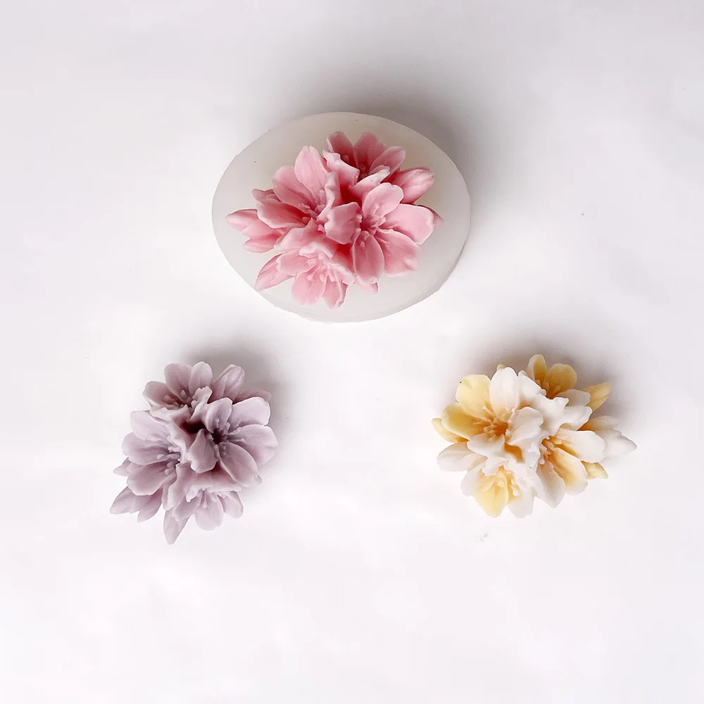 1pcs Aromatherapy Candle Silicone Mold 3D Peach Flower Shape Soap Silicone Mould DIY Candle Cup Soap Mould Cake Decoration Suppl