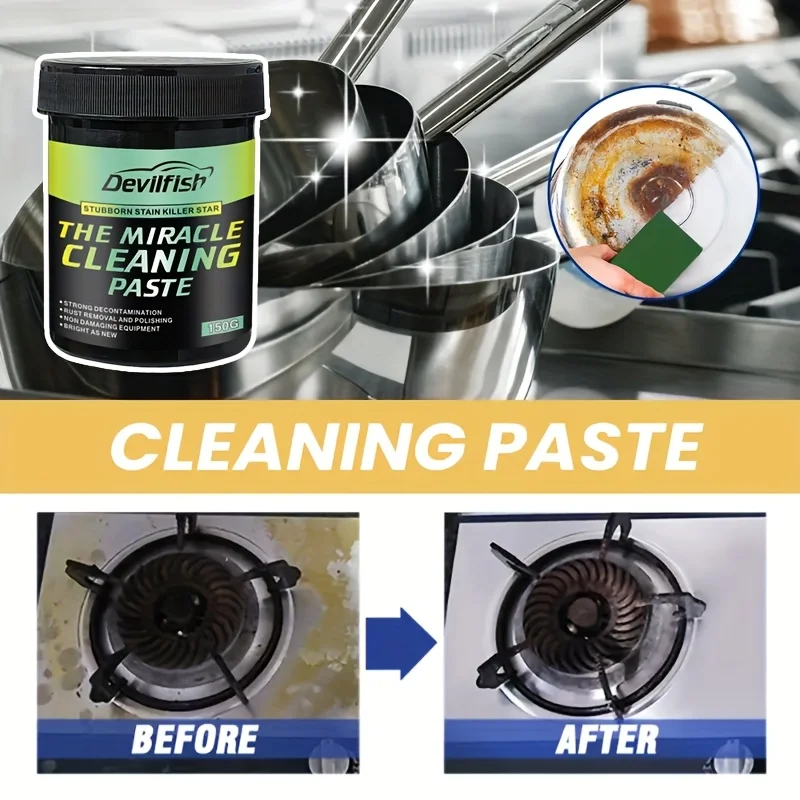 Heavy Duty Cookware Cleaning Paste – Removes Burnt Grease & Stains from Stainless Steel, Non-Stick & Cast Iron Pans