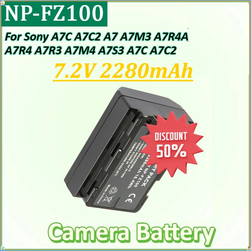 

NP-FZ100 Camera Battery for Sony A7C A7C2 A7 A7M3 A7R4A A7R4 A7R3 A7M4 A7S3 A7C A7C2 A9 A9M3 A7R5 838 A8 48 4837 7.2V 2280mAh