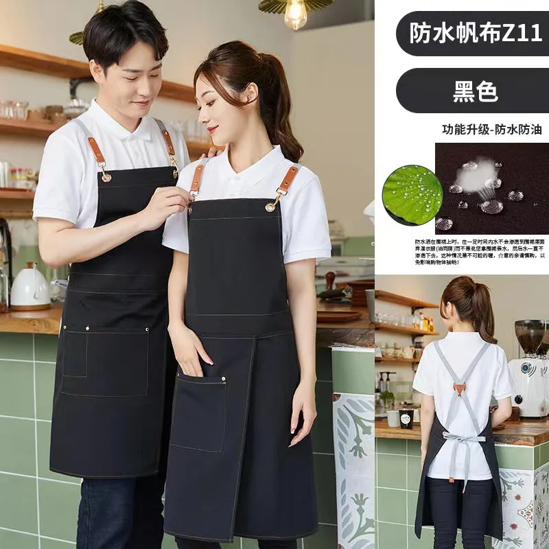 Modern Canvas Apron for Men Women Work Apron Waterproof Kitchen Manicure Beauty Salon Uniform Barbecue Garden Waiter Pinafore