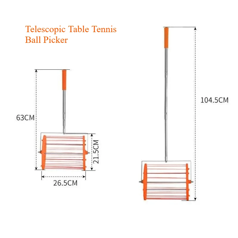Telescopic Table Tennis Ball Picker, Multi-Angle Spring Ball Pick Up Net Basket for Ping Pong & Pickleball Multi-Ball Training