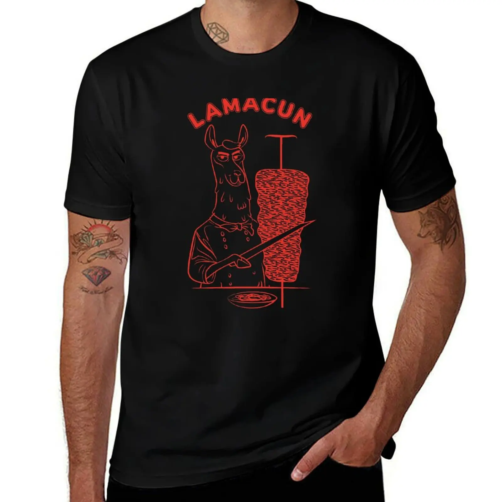 

Lamacun funny Llama Lahmacun T-Shirt oversized t shirt graphics korean fashion Louboutins Men's cotton t-shirt