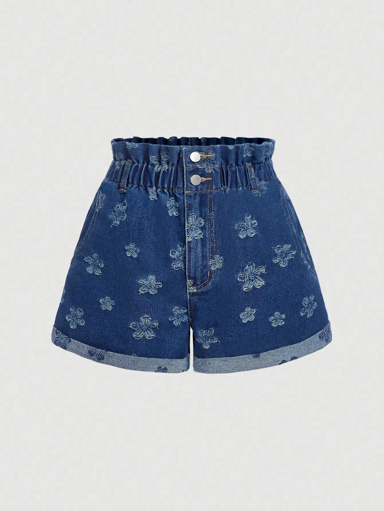 

High-waisted slimming wide-leg denim shorts for women
