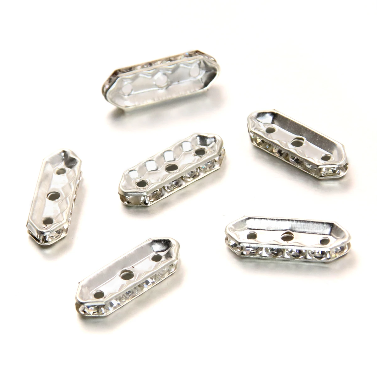 50Pcs 3 Size 2 Color Wholesale Rectangle Bead Charms Porous Connector For DIY Necklace Bracelets Jewelry Handmade Making
