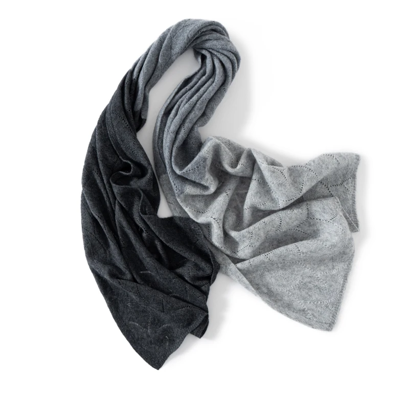

Women's 100% Cashmere Two-Color Cut-Out Scarf Shawl Multi-Functional Gradient Knitted Warmth Vest Couple's Neckwear for Winter