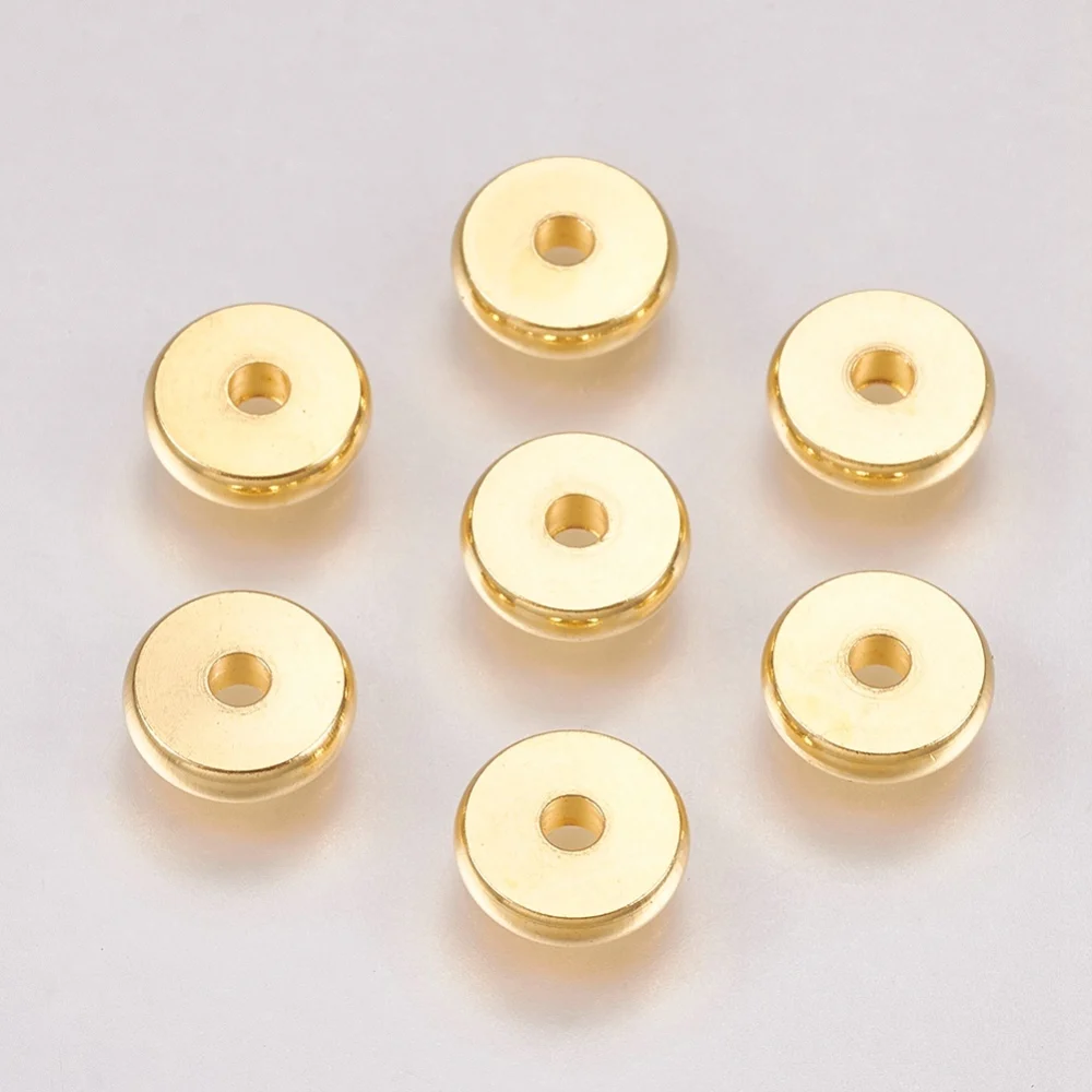 

50pcs 201 Stainless Steel Spacer Beads Flat Round Loose Beads Golden for jewelry making DIY bracelet necklace Decor accessories