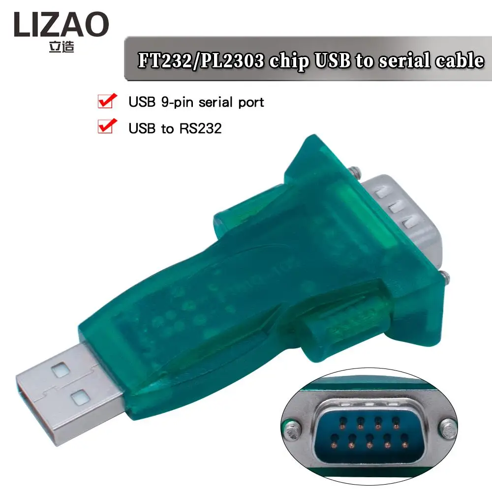 LIZAO FT232/PL2303 New USB to RS232 COM Port Serial PDA 9 pin DB9 Adapter support Windows7-64