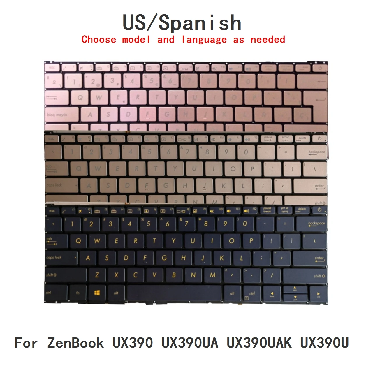 New US Spanish Language  Backlit Keyboard For ASUS ZenBook UX390 UX390UA UX390UAK UX390U Notebook PC Replacement Keyboard