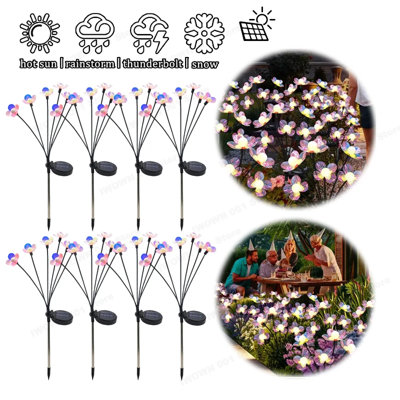 

6/8/10LEDS Solar Firefly Flower LED Lights Outdoor Waterproof 2 Modes Firefly Lamps Yard Patio Pathway Outdoor Wedding Decor