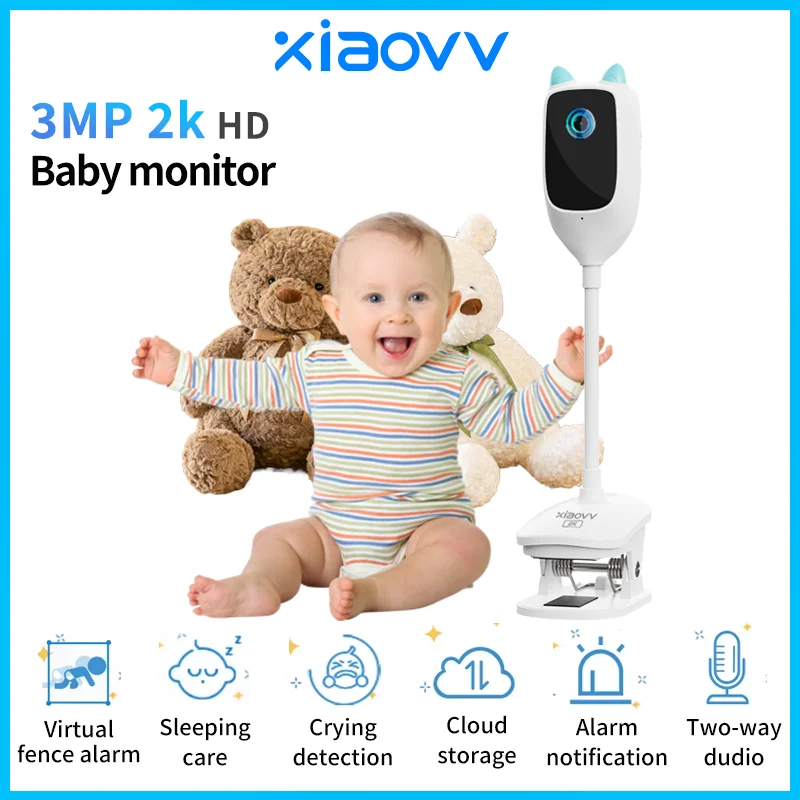 Kamera internetowa 4MP WiFi do użytku w pomieszczeniach, o wysokiej rozdzielczości, z detekcją płaczu, pełnokolorowym trybem nocnym, obrotową o 360 stopni, do monitoringu dziecka.