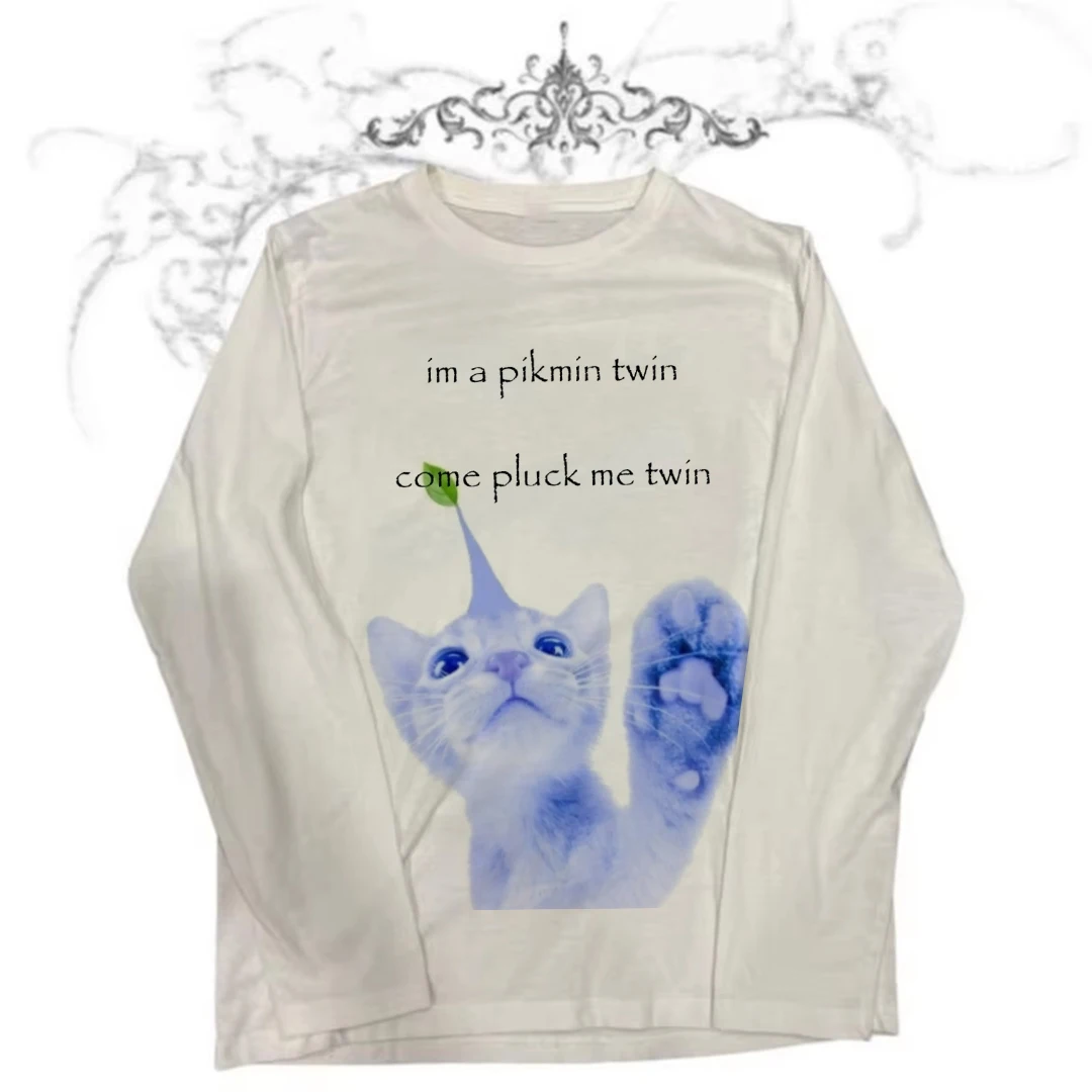 Frühling 2025 Frau 2000er Jahre Kleidung Y2k Tops Damen Kleidung Top für Frauen Grafik T-Shirts Y2k Kitty Emo Gothic 90er Jahre Vintage Kleidung
