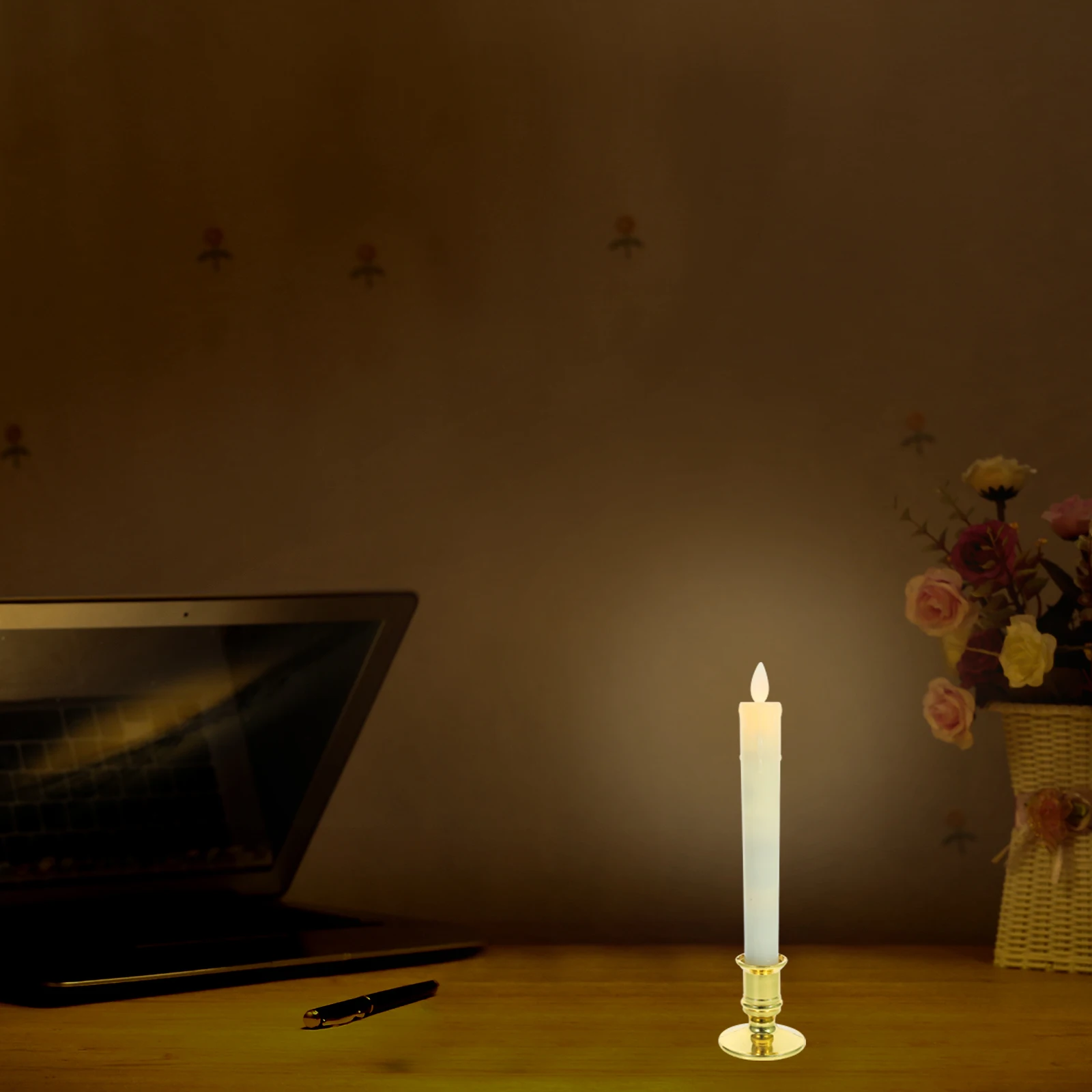 2 stuks decoratieve LED-verlichting herbruikbare bediende taperkaarsen vlamloze ongeparfumeerde lampen voor tafel middelpunt