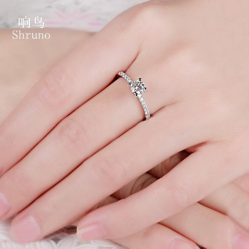 هيلون 0.7ct مويسانيتي الصلبة 14K الذهب الأبيض خاتم VVS/DEF الجولة 5 مللي متر مويسانيتي الماس خاتم الخطوبة الزفاف غرامة مجوهرات #4