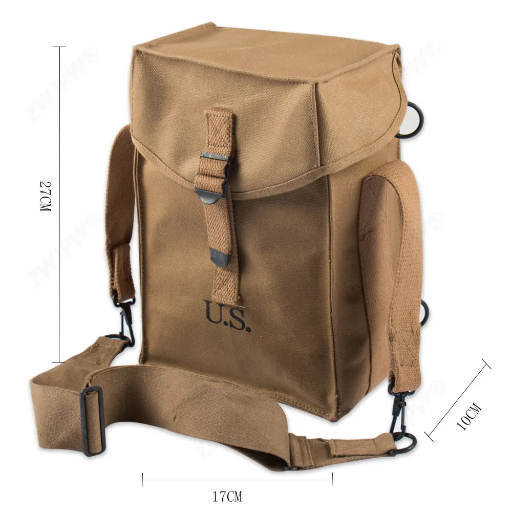 WW2 US Style Utility Shoulder Bag Vintage Canvas Crossbody Pack Outdoor Hiking Travel Satchel Mens Reproduction Gear