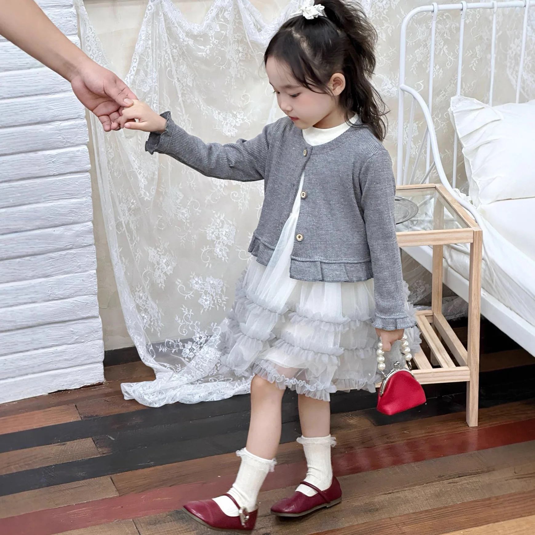 

Korean children's clothing set for girls clothes dress and cardigan two-piece suit 2025 autumn new baby