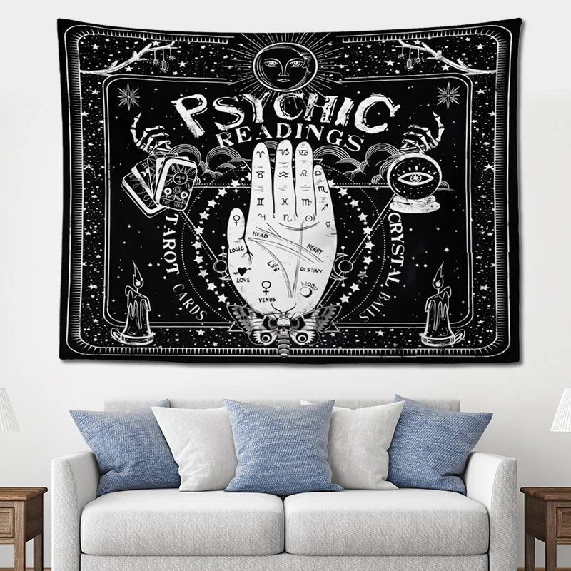 Psychic Readings Tapestry: Mystical Astrology Wall Art for a Magical, Unique, and Thought-Provoking Decor Statement
