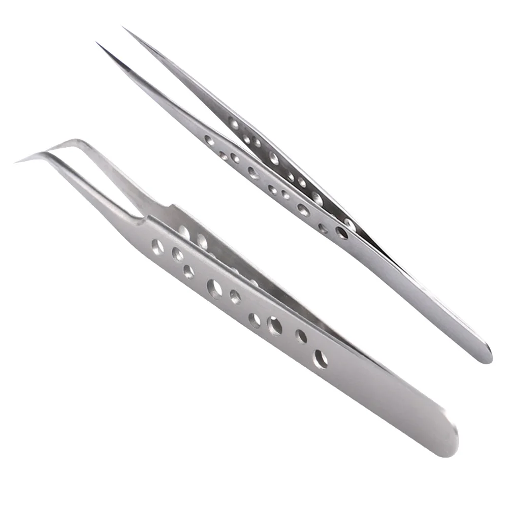 2 Stuks Wimperpincet Precisie Nagelpincet Ergonomisch Ontwerp Fijne Puntige Punten Voor Manicure Wenkbrauwverzorging Niet-magnetisch