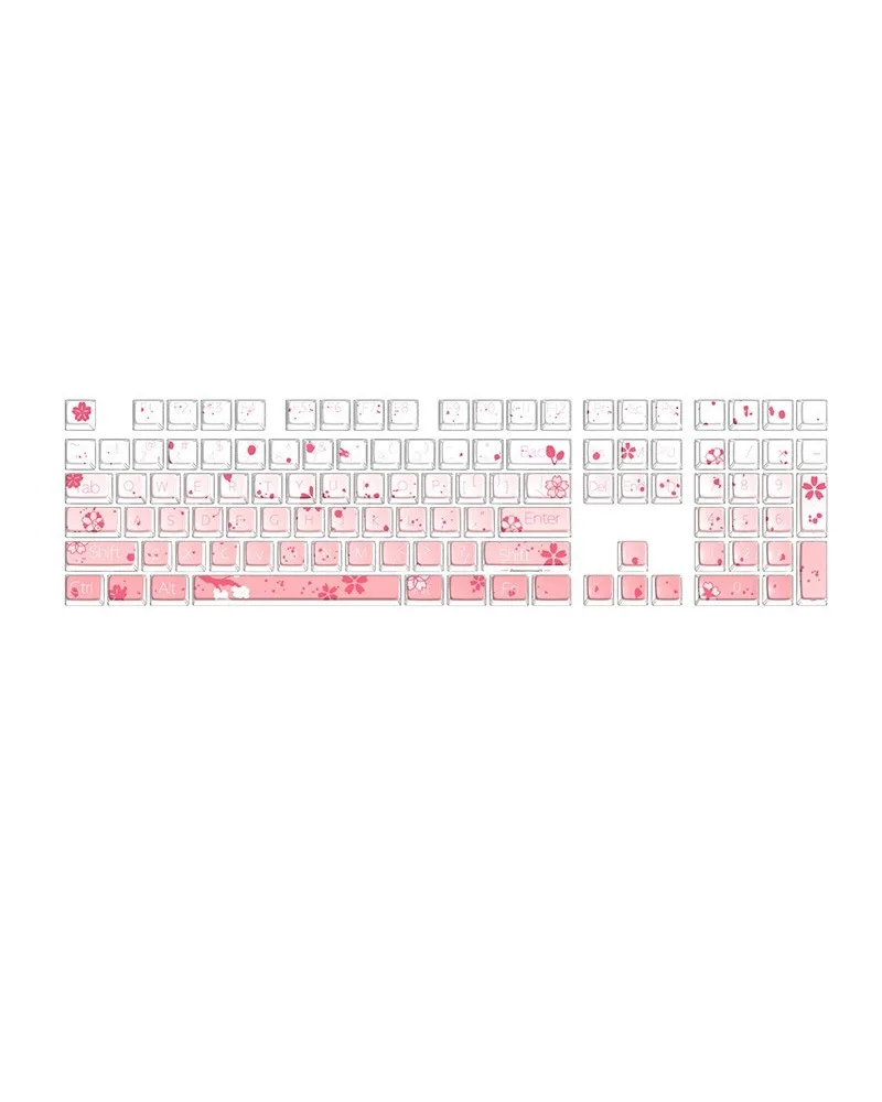 

Gradual change pink cherry blossom PBT hot sublimation transparent light-transmitting crystal personalized mechanical keyboard k