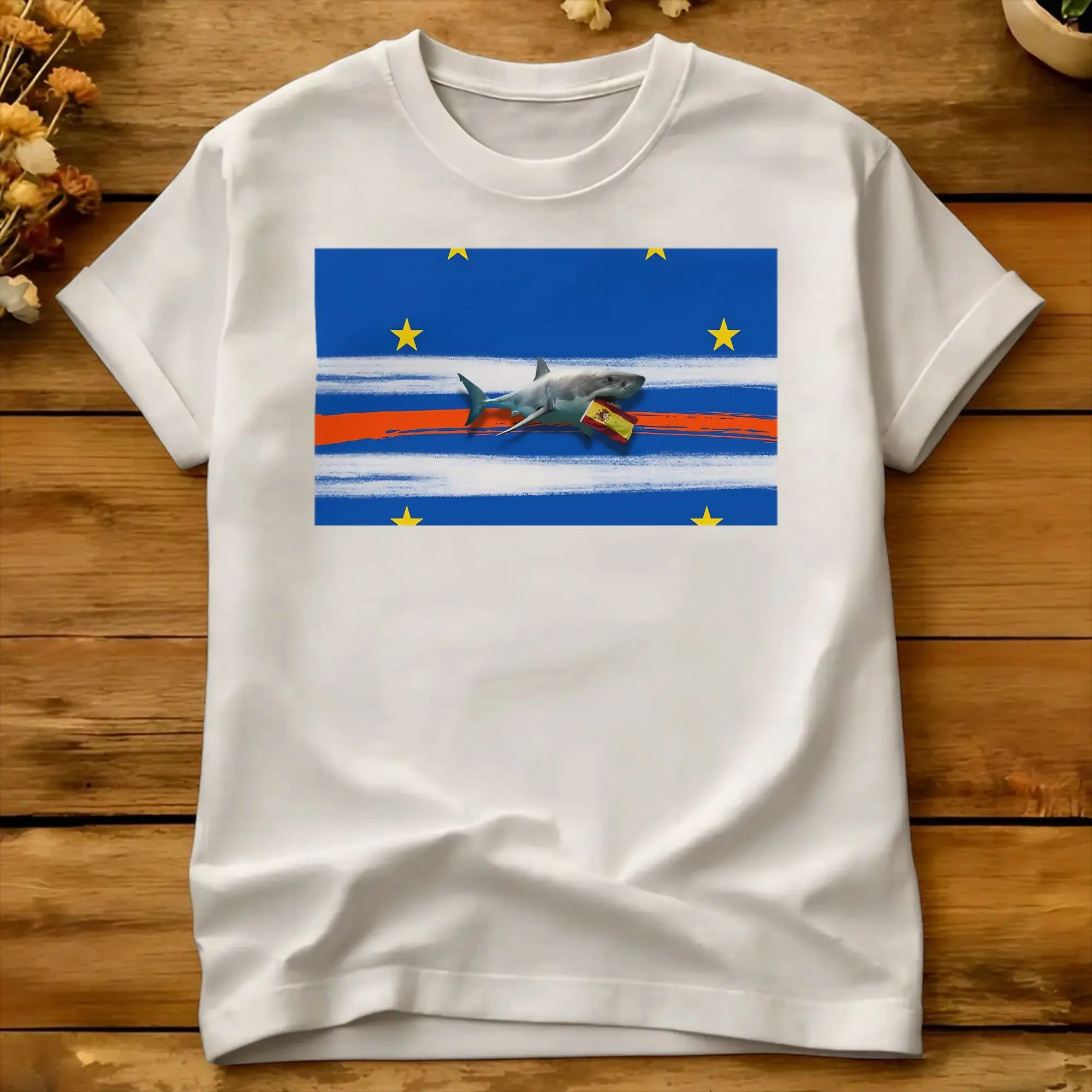 Men's Tubaron Azul Flag  T-Shirts Cabo Verde 100% Cotton Tops Summer Streetwear Short Sleeve T Shirt O-Neck Pattern Tee Shirt