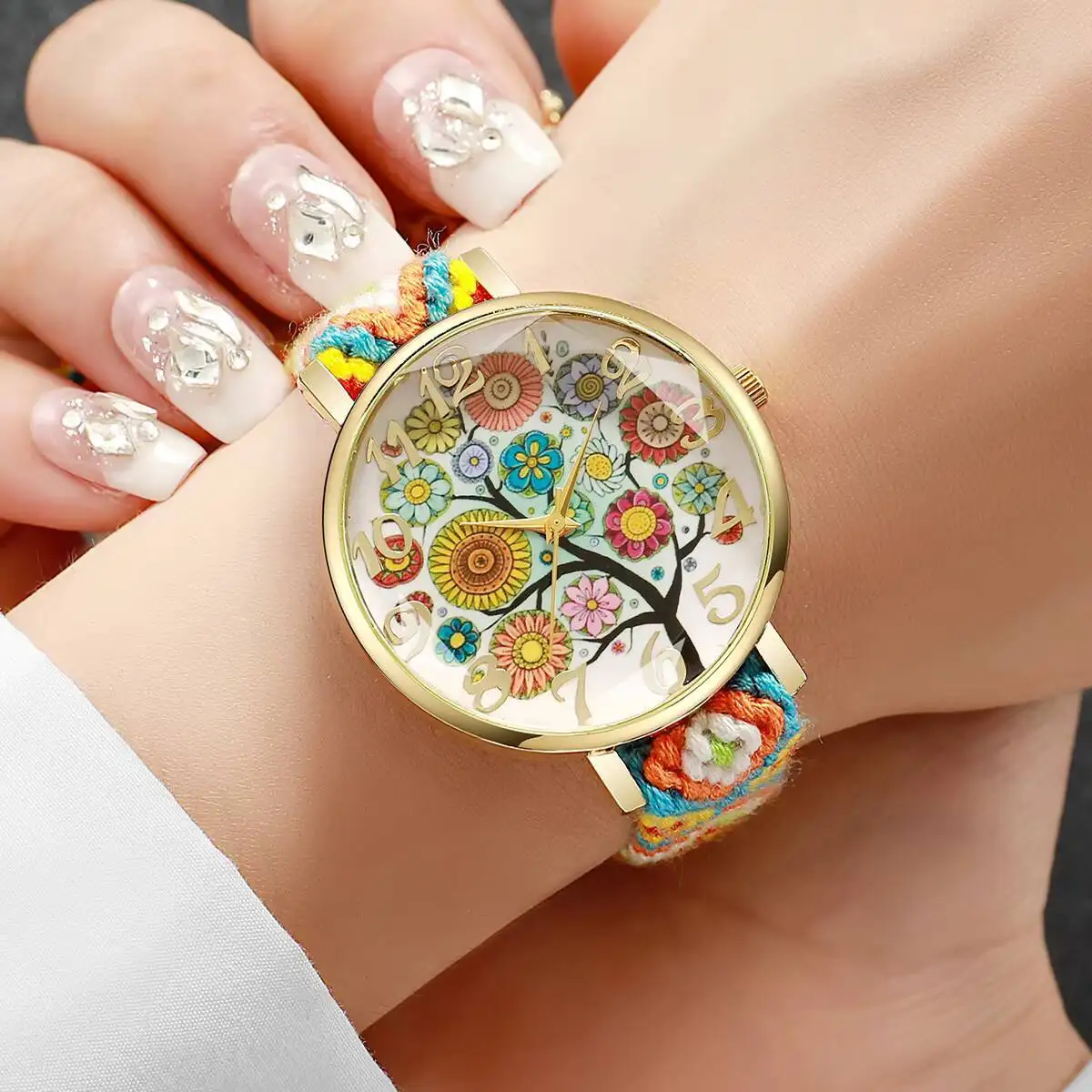 1/5PCS Fashion Woven Strap Women Watches Vintage Arabic Numeral Dial Quartz Watches For Ladies Clock Reloj Mujer（Without Box）