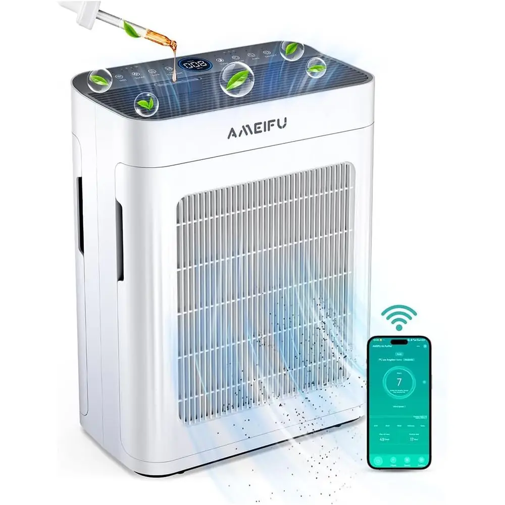 

Воздухоочиститель для дома или больших помещений 3500 t2 с моющимся предфильтром, 3-ступенчатый HEPA-фильтр, двусторонняя очистка воздуха, управление через приложение Smart Wi-Fi, режим сна