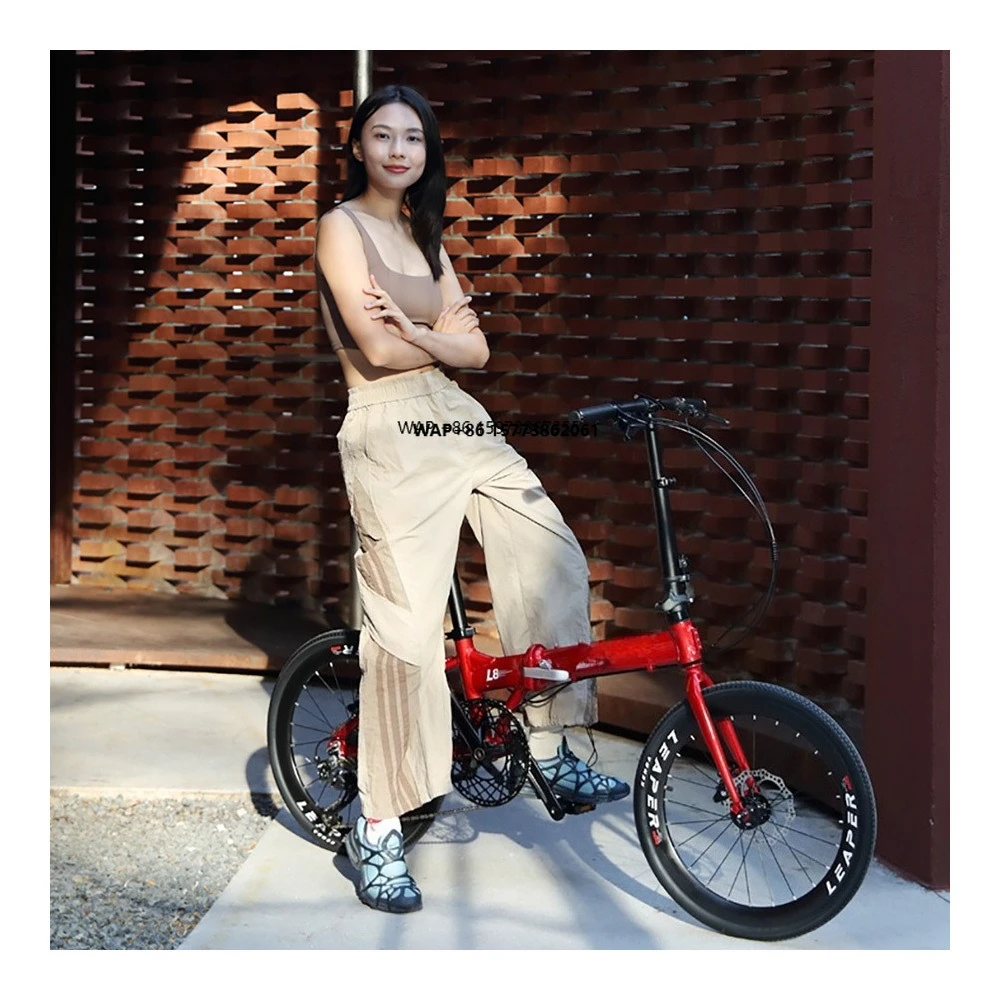 

Складной городской велосипед для взрослых с 9 скоростями, 22-дюймовыми колесами, черным алюминиевым сплавом, дисковыми тормозами и складными педалями