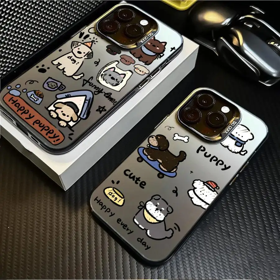 아이폰 14 15 16 플러스 11 12 13 프로 맥스 17 에어 16e용 소프트 쉘 폰 케이스 귀여운 만화 강아지 디자인