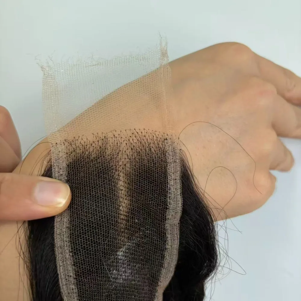 HD 2x6 Lace Closure, Naturfarben, burmesisches gelocktes Echthaar, brasilianisches Virgin Remy Haar, vorgezupft, Babyhaar, kein Haarausfall, keine Verfilzungen – Detail 4
