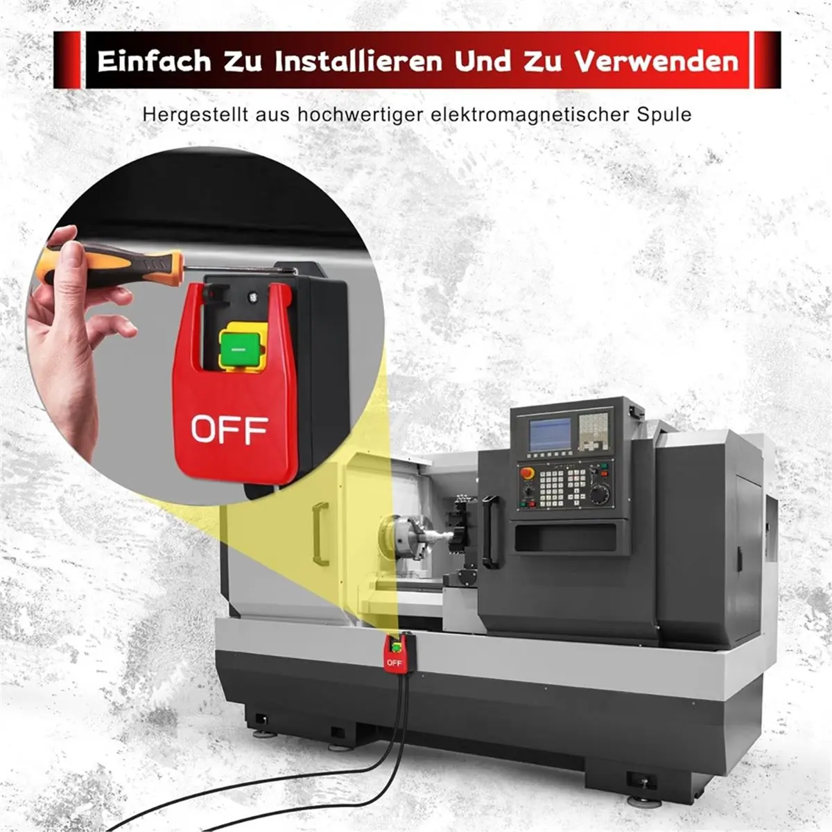 Single-Phase on/Off Switch 230V, Electromagnetic Push Button Switch for Quickly Switching Off Milling Tables Eu Plug