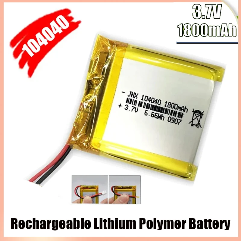 Lithium Polymer Rechargeable Battery 104040 Lithium Polymer 3.7V 1800mah for GPS DVD Cell Phone Smart Watch Massager PAD