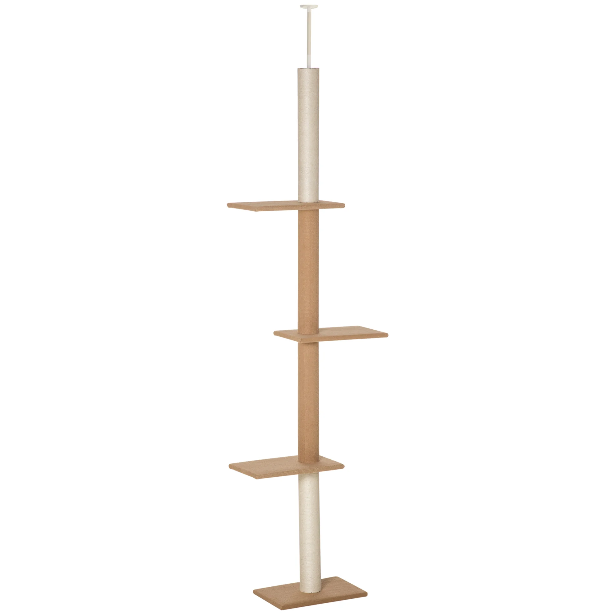 PawHut cat tree scraper 43x27x228-260cm height adjustable 4 platforms