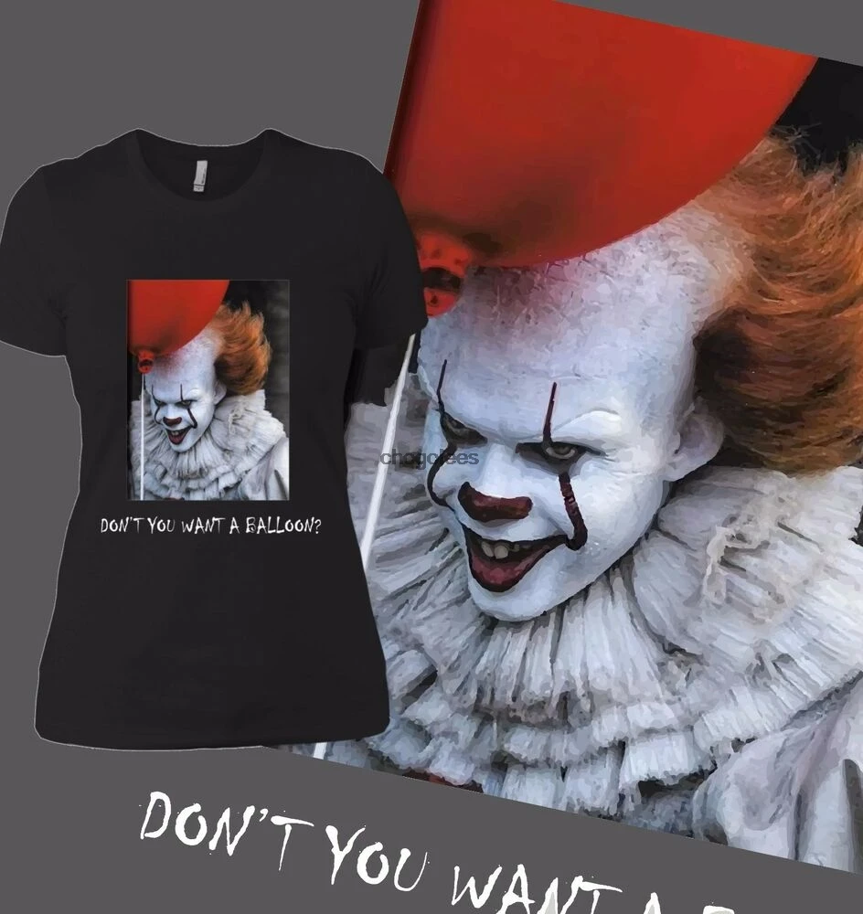 IT 2017 Pennywise Clown Stephen King Horror Movie T-Shirt Women Black SHIP FAST