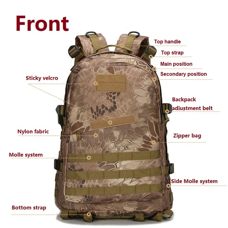 Tactical Sports Travel Backpack Mens Outdoor Wear-resistant Waterproof Mountaineering Camping Training Hiking Travel Bags Male