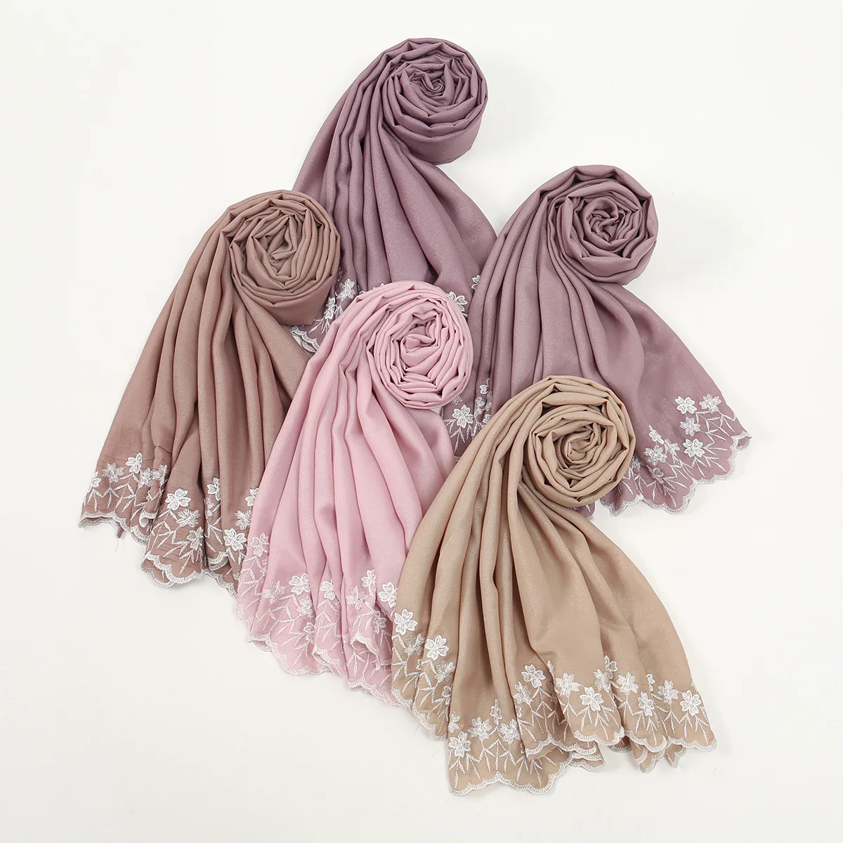 

Chiffon Floral Embroidered Scarf Shimmer Sun Protection Shawl Summer Wrap Women Hijab Headscarf Scarves Bandanas Bufanda Foulard
