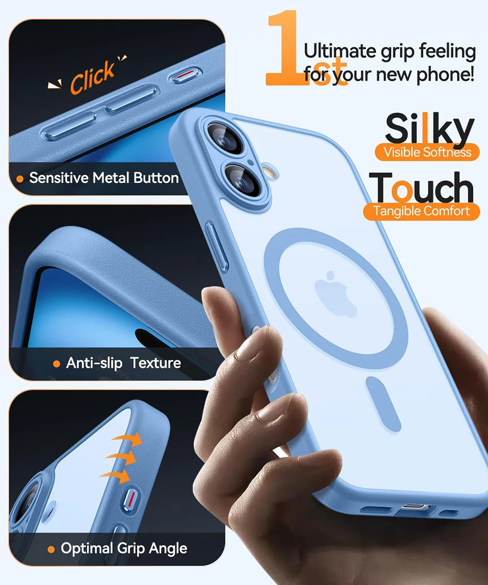 Magnetic Luxury Armor Shockproof Case For iPhone 16 15 14 13 Pro Max Plus For Magsafe Wireless Charge Cover Matte Translucent PC image 5