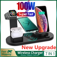 5 in 1 Wireless Charger Stand Dock for Apple Watch 8 7 6 5 4 3 iPhone 13 12 11 Xs 8 Airpods Pro Wireless Fast Charging Station