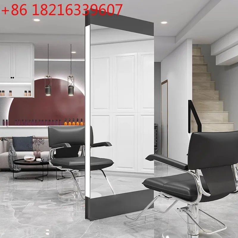 High-end barbershop special full-body perm dyeing and cutting haircut, floor mirror with light haircut