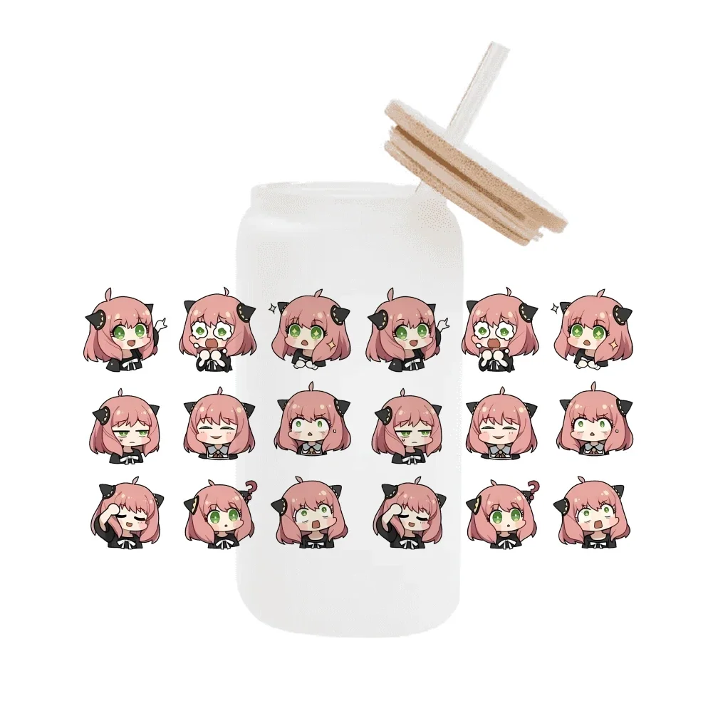 Японская манга SPY FAMILY для Libbey 16 унций банка стекло 3D водонепроницаемый УФ DTF кофе может обертка Libbey стеклянная пленка