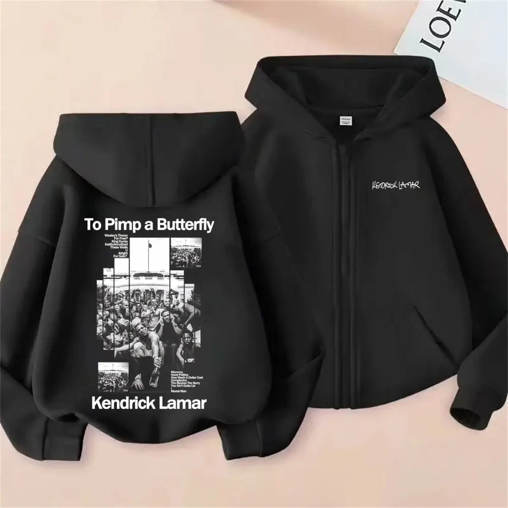 

Rapper Kendrick Lamar To Pimp A Butterfly Album Graphic Zipper Hoodie Men Women Hip Hop Fashion Vintage Zip Up Jacket Sweatshirt