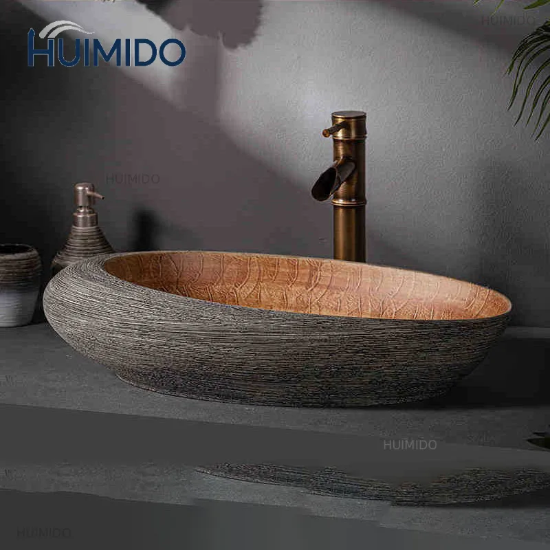 Household Countertop Sinks Ceramic Elegant Thickened Washbasin Rustproof Durable Bathroom Sink Modern Bathroom Supplies
