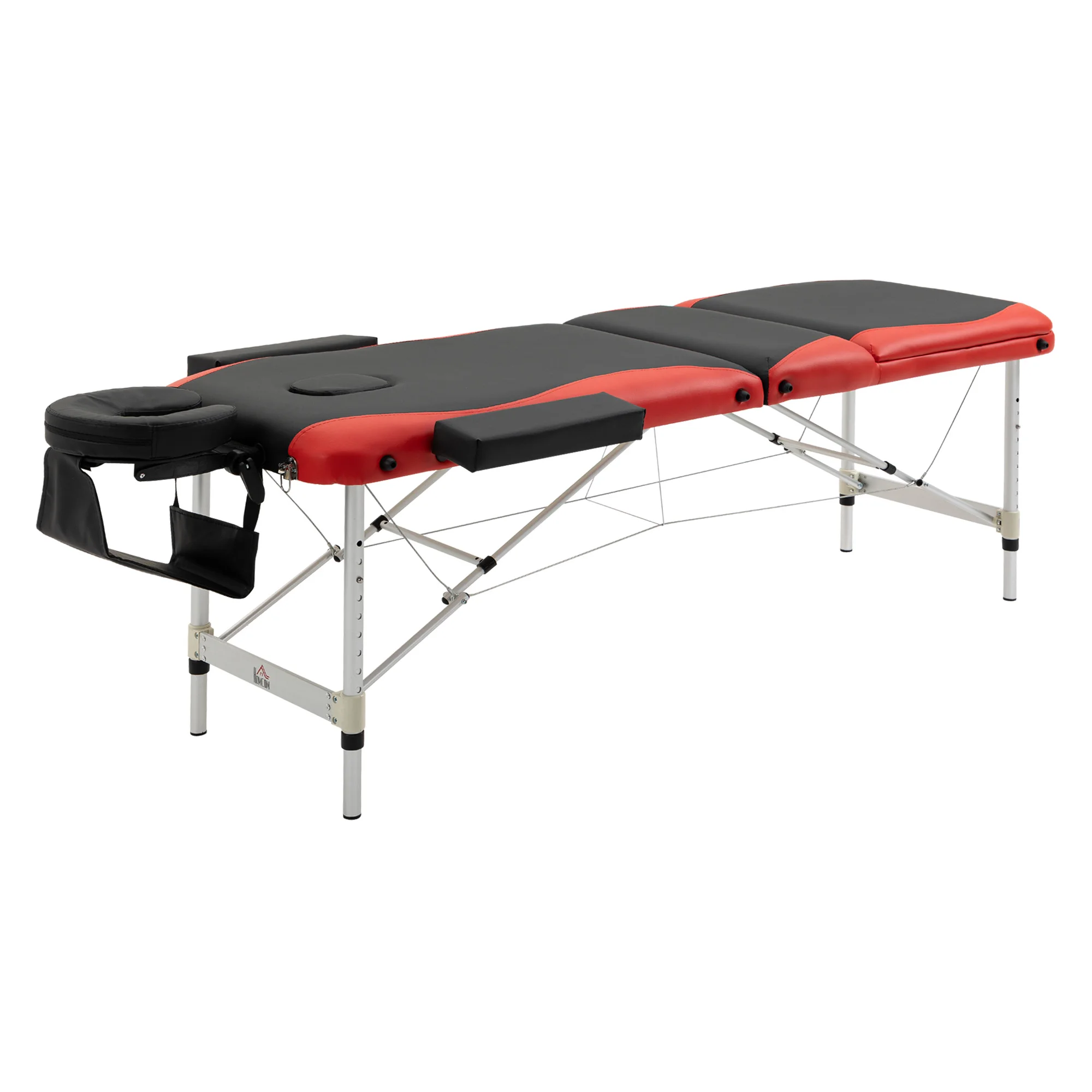 HOMCOM Camilla de Masaje Plegable y Portátil 215x81x61-84 cm Mesa Ajustable en Altura con Reposacabezas y Apoyabrazos